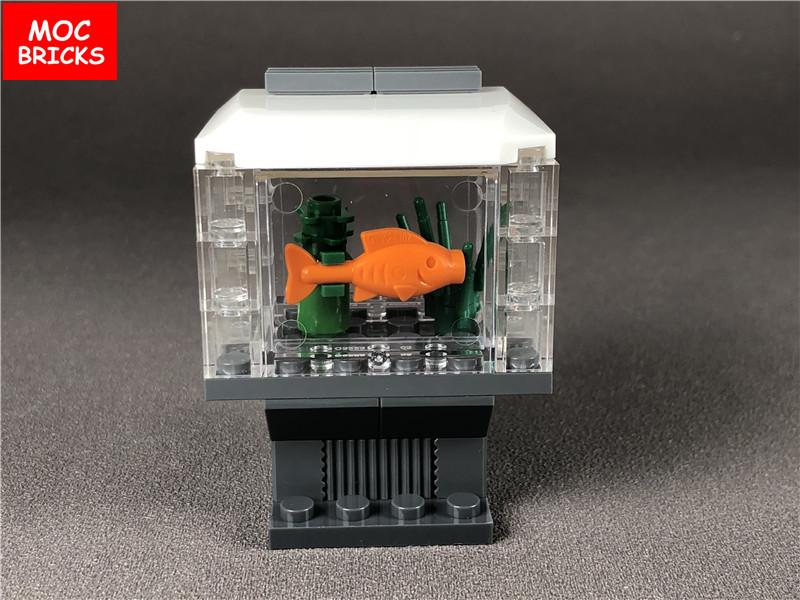 Set  MOC Bricks Coffee Cupboard Microscope Toilet Air Conditioner Desk Educational Building Blocks Toys Kids Gifts
