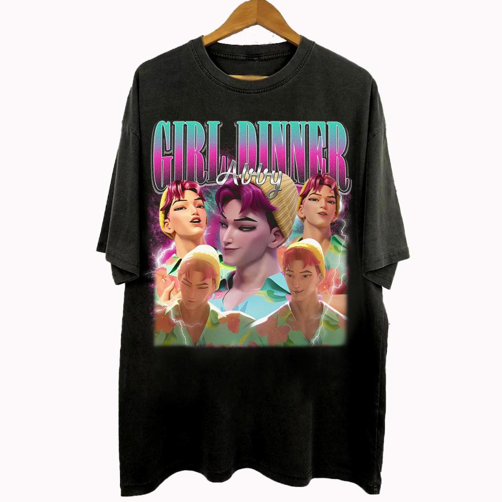 

Vintage 90s Bootleg Style Abby Girl Dinner Kpop Demon Hunters T-shirt Kpop Demon Hunters Gifts For Man And Women Unisex T-shirt L
