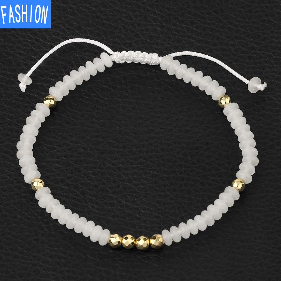 

Регулируемый тканый браслет ручной работы из натуральных кристаллов, 4 мм, браслет из граненых бусин White-Crystal