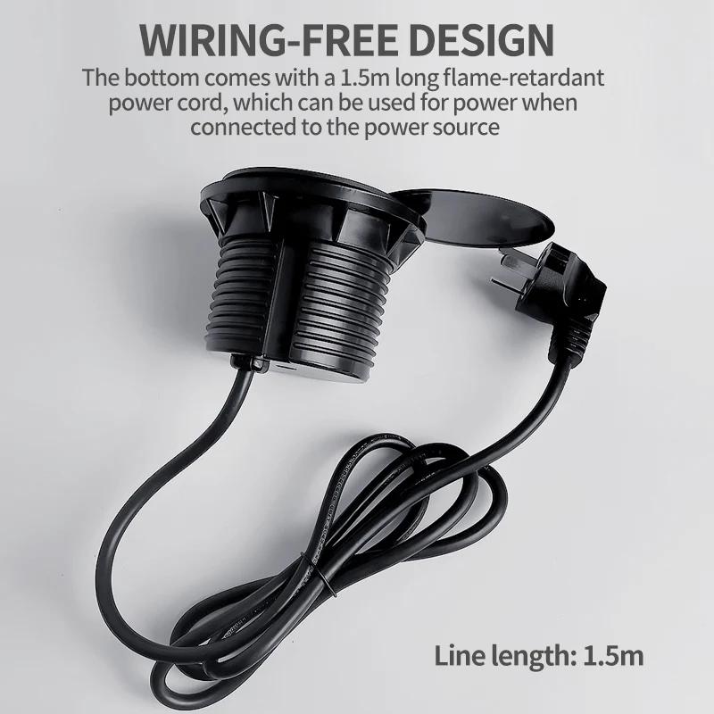Desktop Adapter Multi-function with 5-pin USB Type-C Socket with Recessed Desktop Plug Round Socket