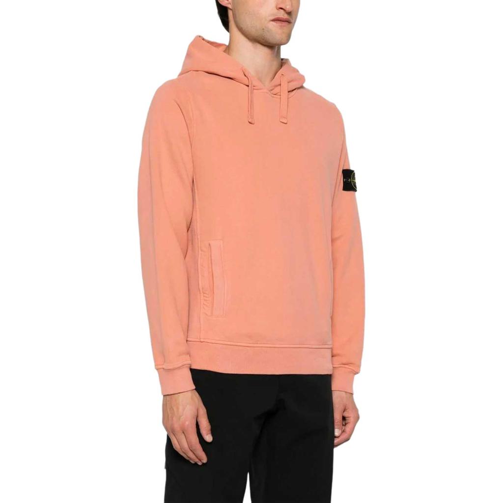 Stone Island FW24 Solid Color Drawstring Hooded Logo Print Pullover Long Sleeve Sweater Men sweater Orange 811560820-V0032