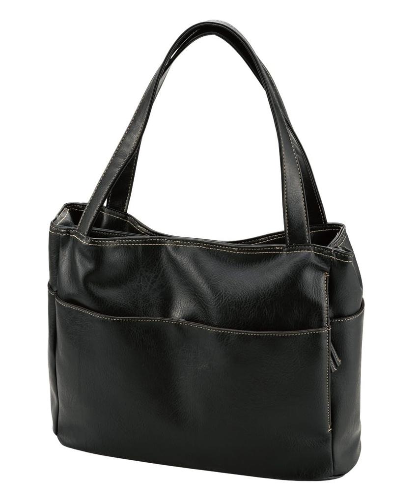 Nissen Women's Tote Bag, 10 Pockets, Multi-Storage (A4 Compatible), Black, Free Size