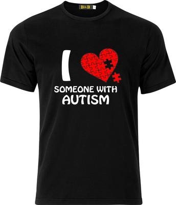 Ich liebe jemanden mit Autismus Vollfarbe D.T.F Baumwoll-T-Shirt