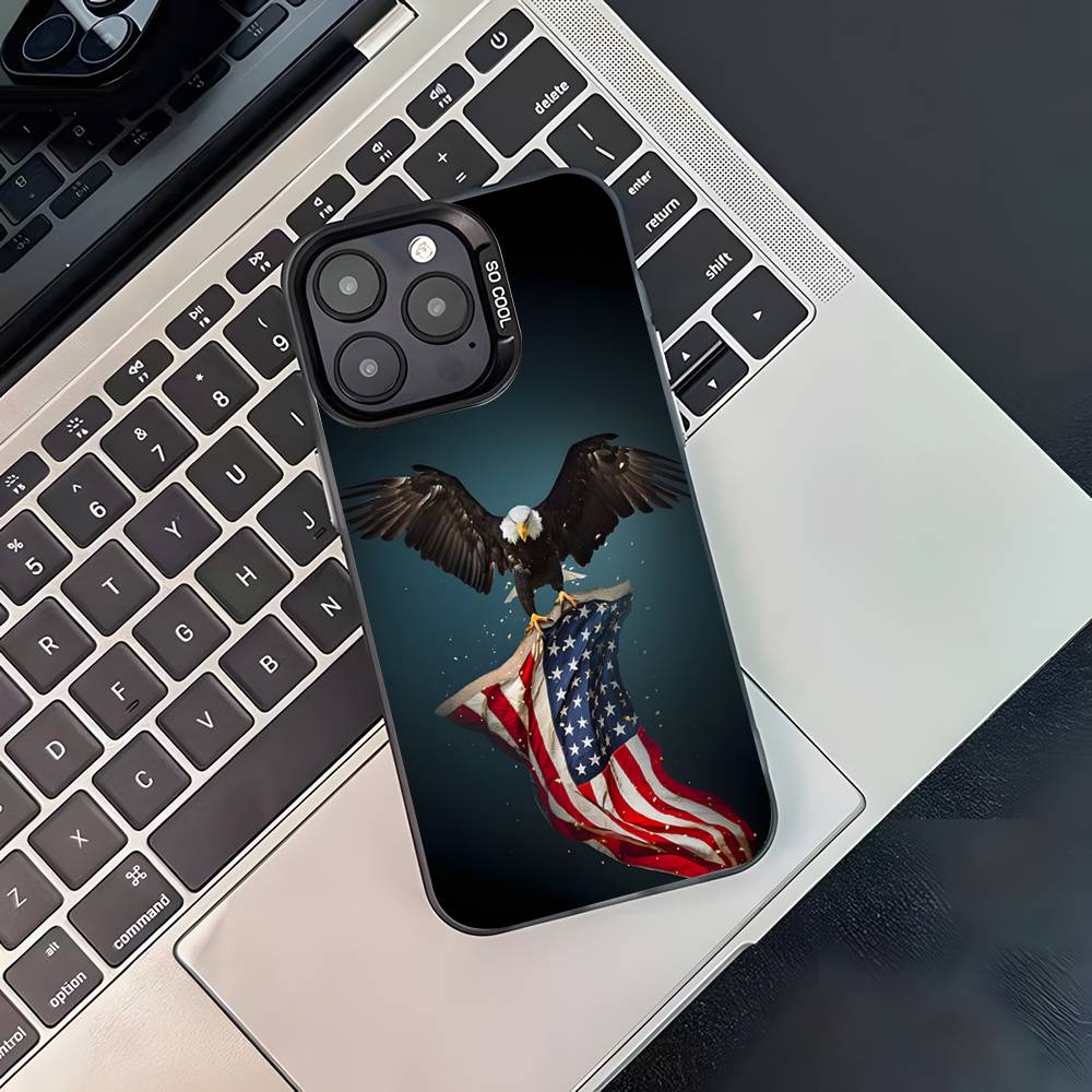 

Чехол для телефона с флагом США для iPhone 17,16,15,14,13,12,11,Pro,XS,Max,Plus,Mini,SE4,E Черный Матовый Ударопрочный Чехол iPhone12