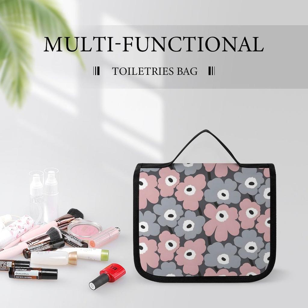 Floral Toiletry Pouch with Hanging Hook for Toiletries and Travel Small Item Perfect for Business and Outdoor Cute and Stylish Character Design