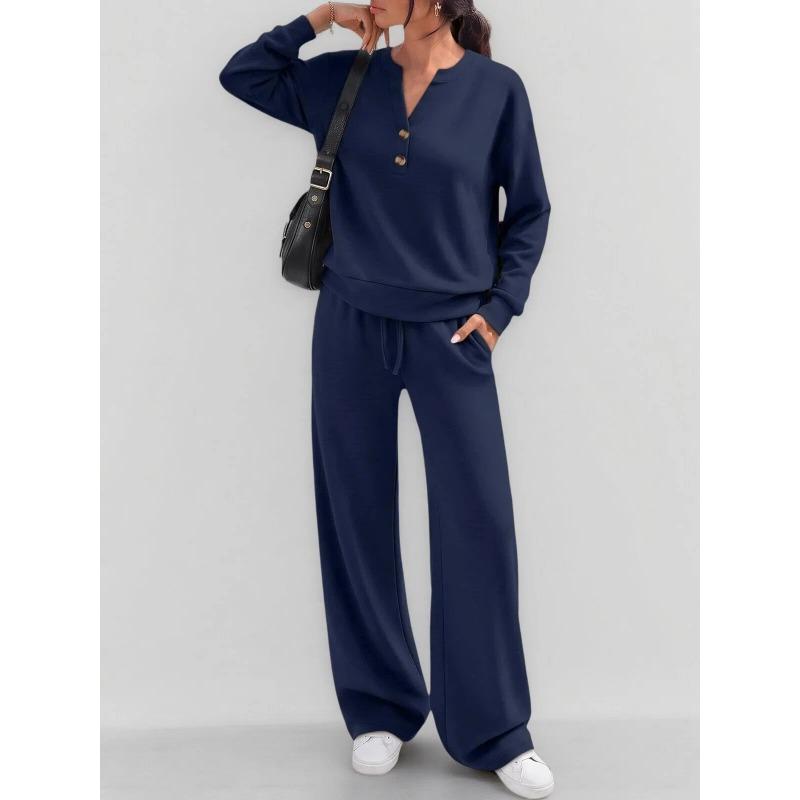 IHUASU Women's Fashion Casual Long Sleeve V Neck Pants Suits