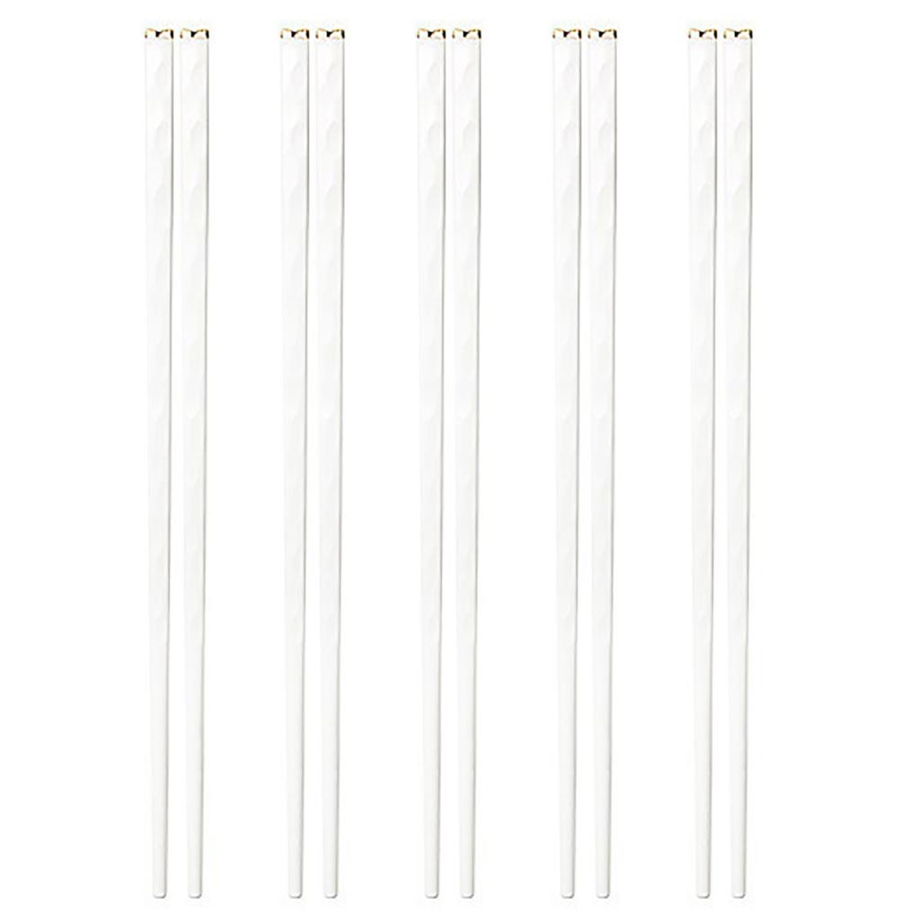 5 Pairs White Gold Chopsticks Set Healthy Korean Sushi Sticks Chopsticks Reusable Non-slip Chopsticks For Party Hotel Restaurant