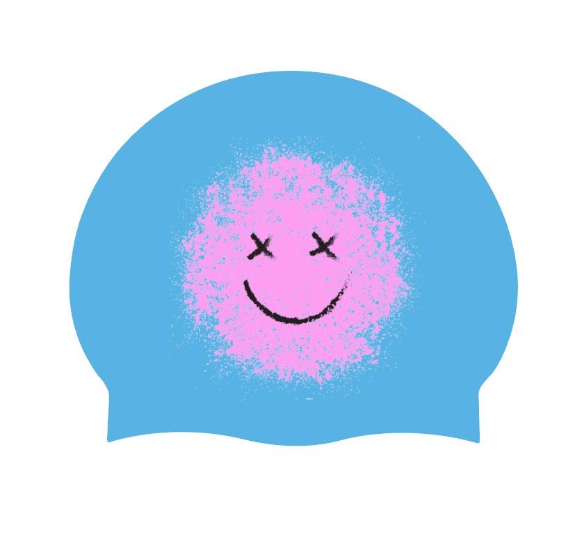 Women's Long Hair Silicone Swim Cap with Racing Pattern for Large Sizes