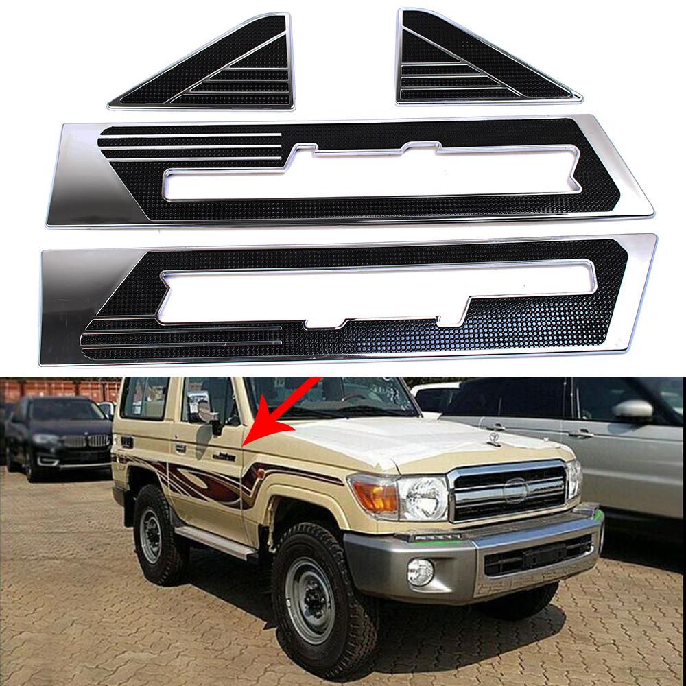 

For Toyota Land Cruiser LC76 LC78 LC79 FJ79 3D Chrome Car Side Logo Frame Body Fender Cover Trim Anti Scratch Rubber Strip