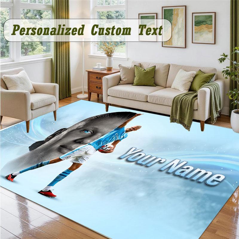 Crystal Velvet Square Rug Custom NameErling Haaland Pattern Non Slip Home Floor Decor Rug