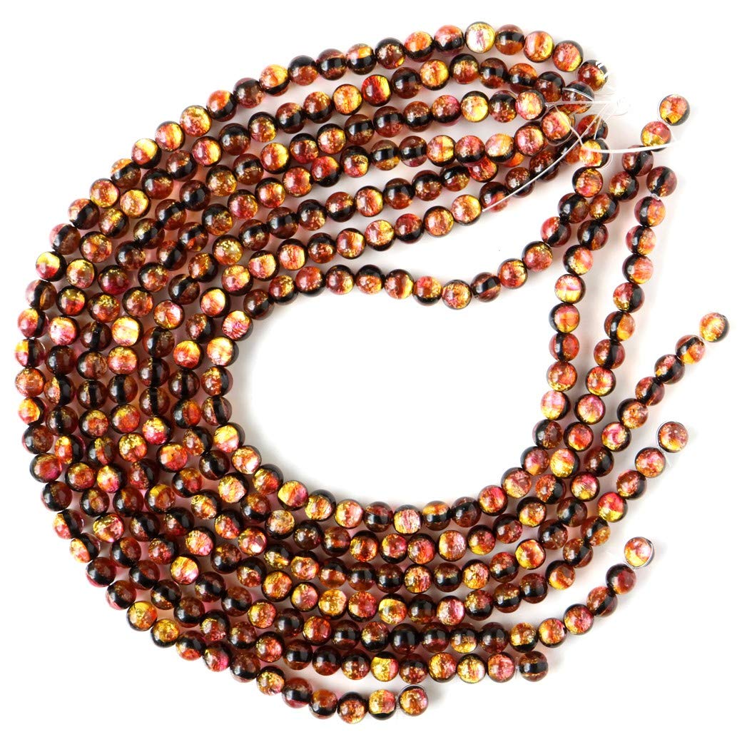 

[GOLD STONE] Glow-in-the-Dark Kerama Sunset Orange Firefly Glass Beads, 50 Beads, 8mm, from the Kerama Islands, Okinawa