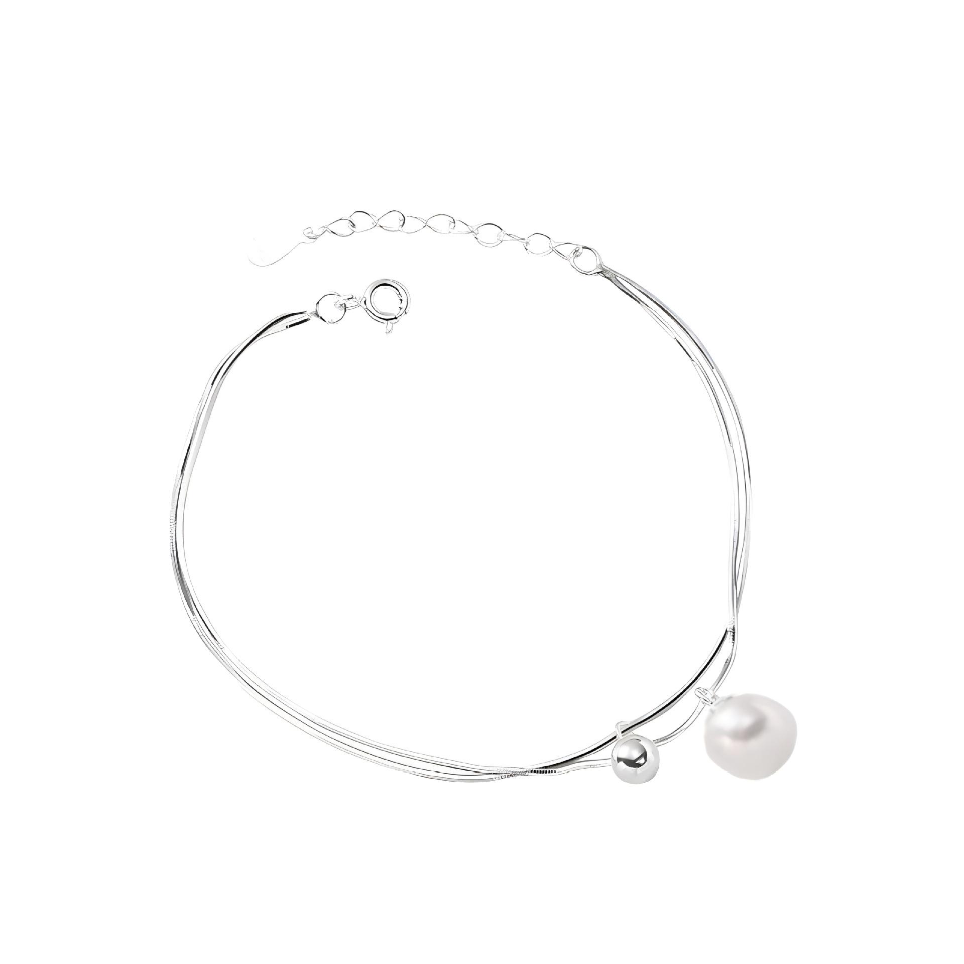 

Браслет из стерлингового серебра 925 пробы, двухслойный шарик с жемчугом, браслет из змеиной кости, женский новый модный темперамент, дикая ниша, корейский стиль, легкая роскошь 925