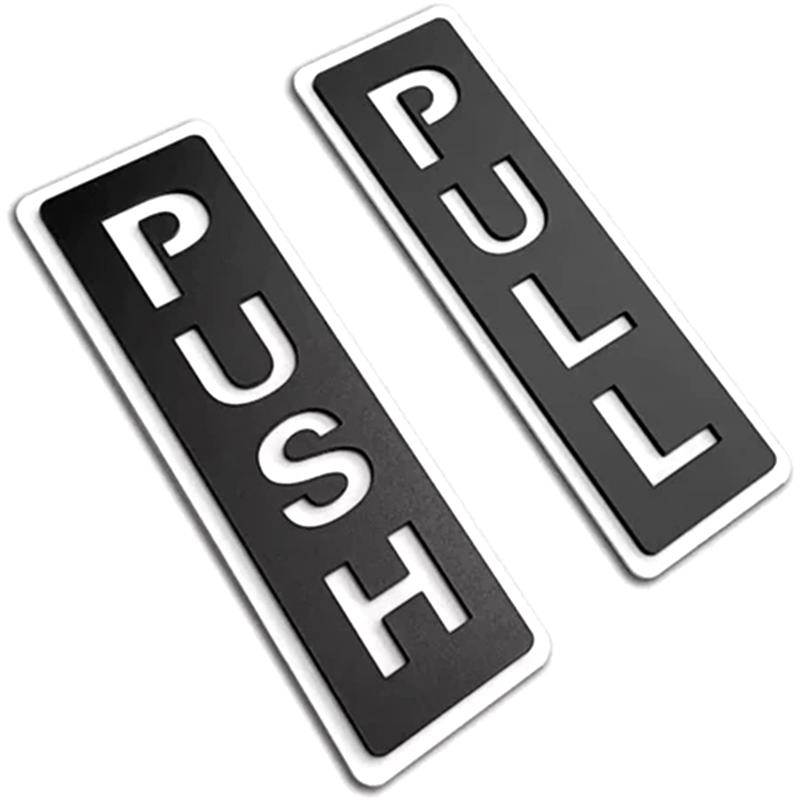 2Pcs Acrylic Push Pull Door Signs Shops Self-Adhesive Pull Door