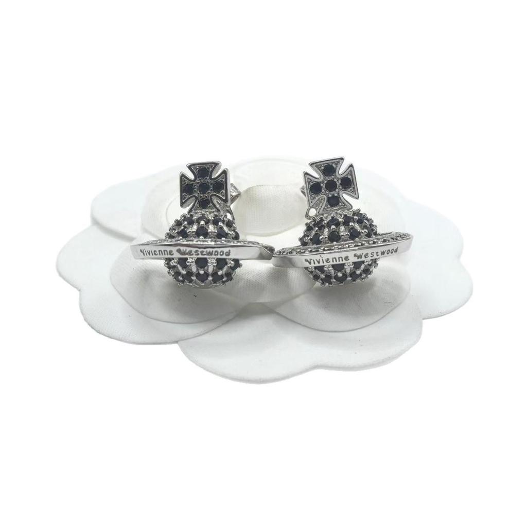 Cixi Schwarzer Diamant Halbes Gesicht 3D Planeten Ohrstecker - Leichter Luxus Mode Punk Stil für Damen