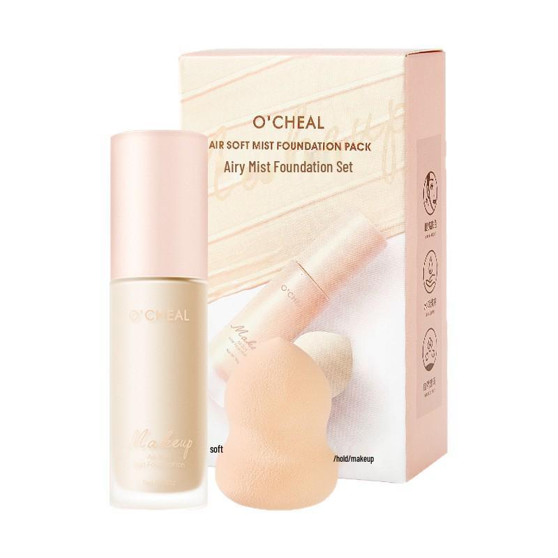 Oqianya Long-Lasting Waterproof Foundation Set with Concealer and Beauty Sponge