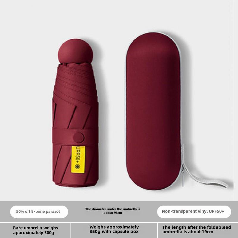 Compact Dual-Use Capsule Umbrella: Portable, Foldable, Lightweight, Sun & Rain Protection