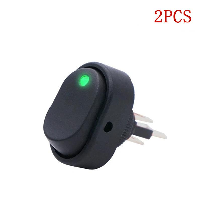2Pcs 3 Pin LED Lighted On Off Switch Toggle Switch 12V 30A Oval Rocker Switch For Automative Car RV Marine Boat