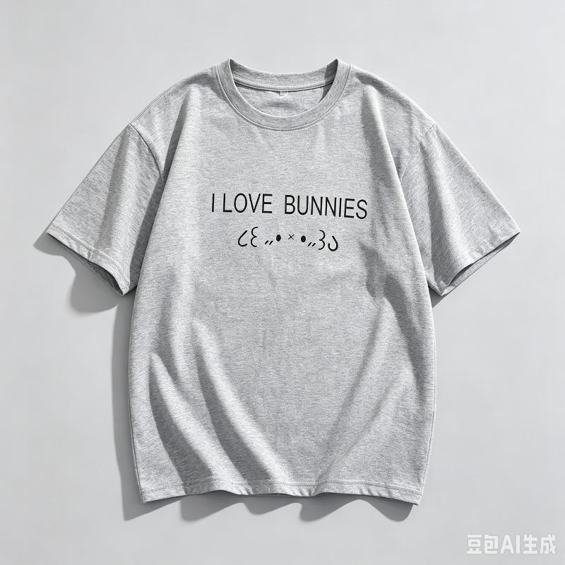 Pure Cotton Unisex White Tshirt I Love Bunnies Cute Face Text Print Oneck Loose Short Sleeve Kawaii Casual Daily Tee