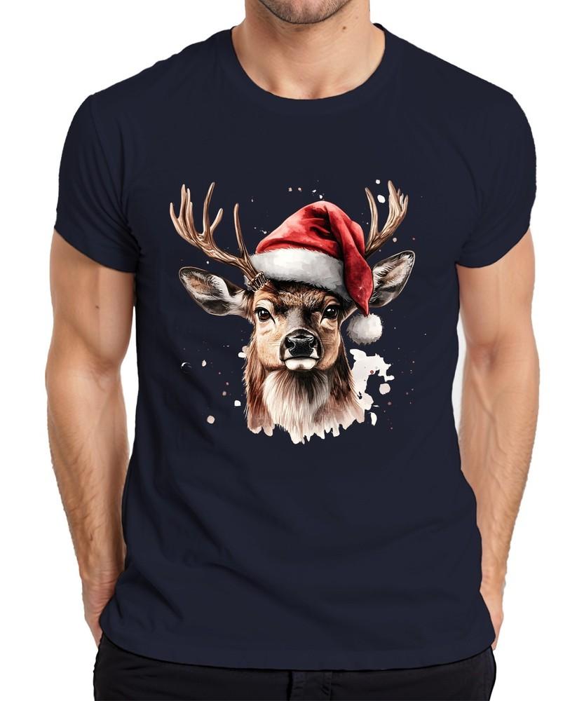 Christmas Deer Reindeer Watercolour Realistic Xmas Unisexs Tshirt S