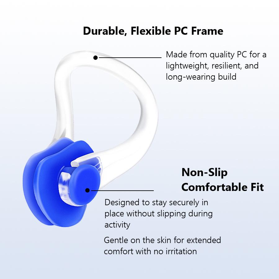 Swimming Nose Clip Earplug Set, Silicone Three-layer Waterproof Non-slip Nose Ears Protectors