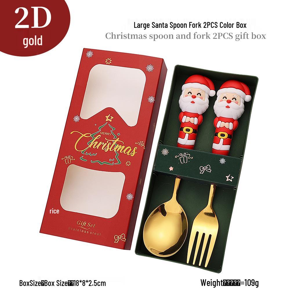 Cross-border Cute Cartoon Christmas Tree Cutlery Set: Spoon, Fork & Gift Box