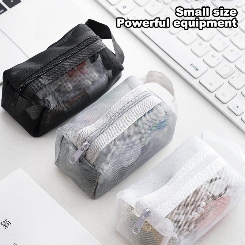 Mesh Cosmetic Pouch Lipstick Storage Bags Coin Purse Headphone Case Organizer Data Cable Id Card Bank Card Storage