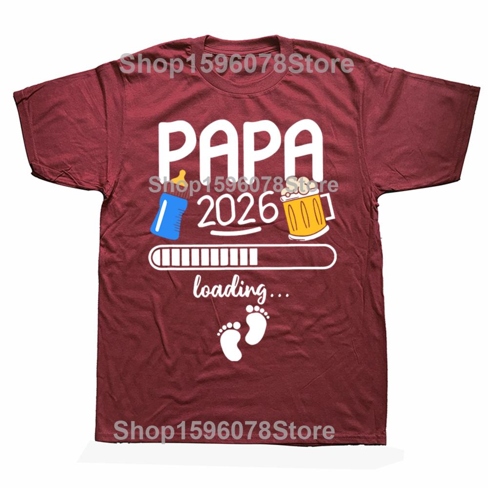 Papa 2026 T Shirt Funny Future Dad 2026 Beer Lovers T Shirts Short Sleeve Mens Clothing Fashion Casual Loose Oversized T Shirt