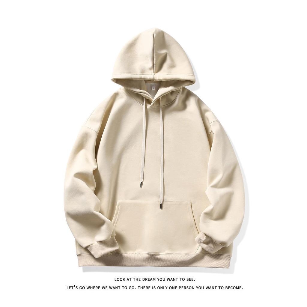Pure Cotton Hooded Sweater Men's and Women's Spring and Autumn New Couples Solid Color Large Size Loose Casual Hoodie