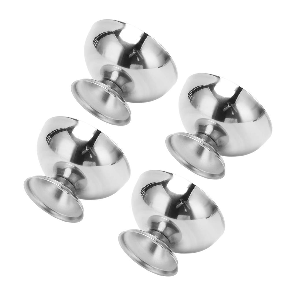 Metal Pudding Cups, 4 Ice Cream Bowls, Stainless Steel Space-Saving for Parties