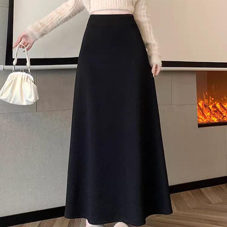 Hohe Taille Schlanker Langer Rock - Verdickt für Herbst/Winter 2025, Eleganter Stil