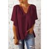 BITCED Women's Fashion Casual Solid Color Print Short Sleeve V Neck Blouses & Shirts