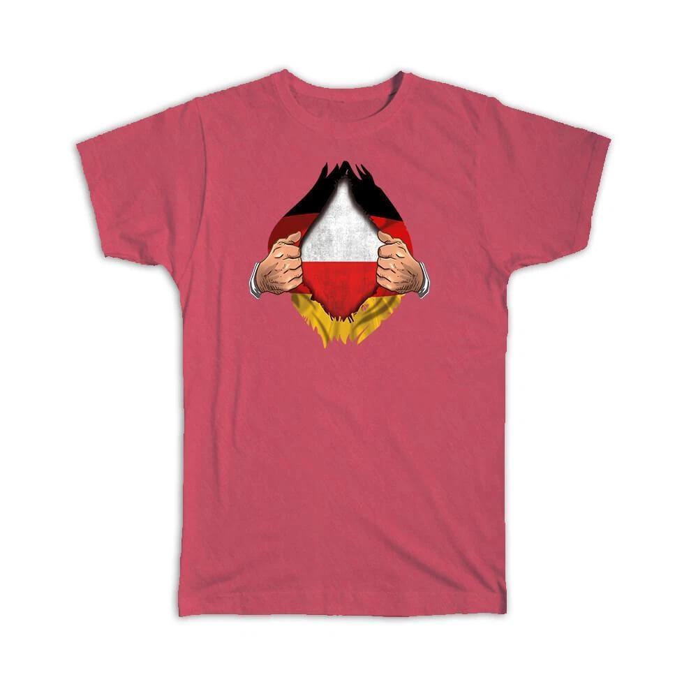 Gift T-Shirt : Poland German Flag Chest Polish M