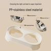 Leak-Proof Cat & Dog Double Bowl: Detachable Stainless Steel Feeding Bowls for Medium & Small Pets.