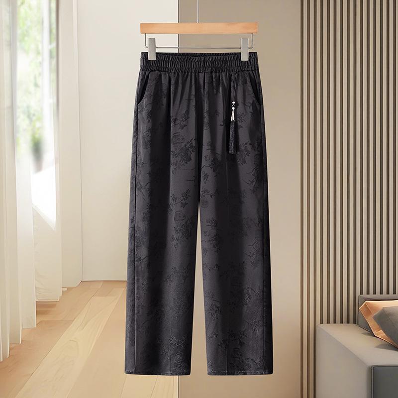 

2026 Women s Summer Casual Wide-Leg Elastic Waist Jeans - Elegant and Fashionable Straight-Leg Style 5XL (recommended 145-160 jin) чёрный