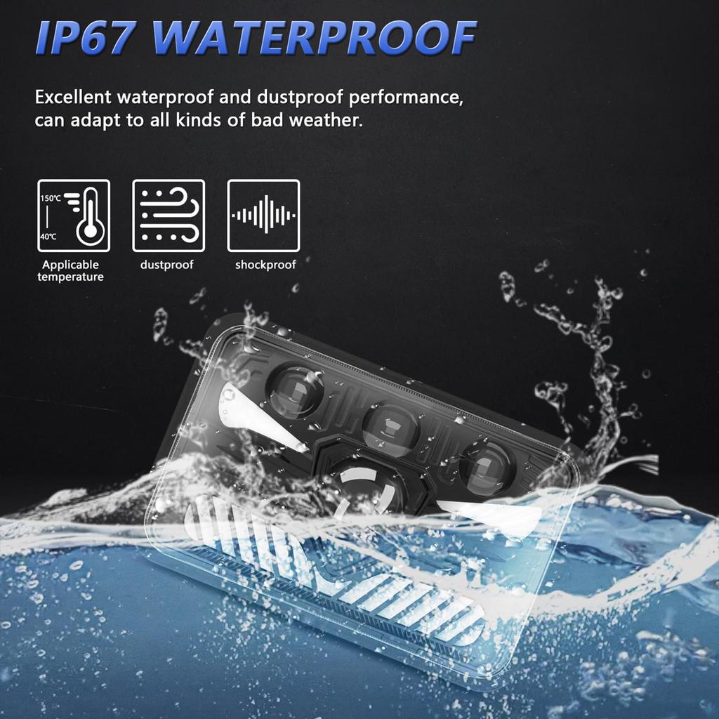 4x6 LED Headlights,4x6 LED Headlights 5 Inch Square LED Headlamp 1 Pair Daytime Running