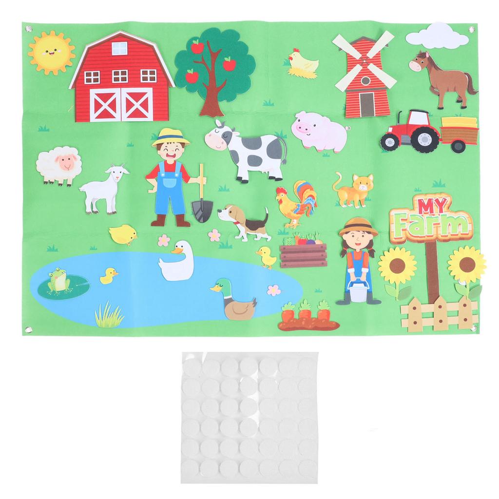 Farm Animals Felt Story Board Set Farmhouse Themed Storytelling Felt Board with 34pcs Accessories