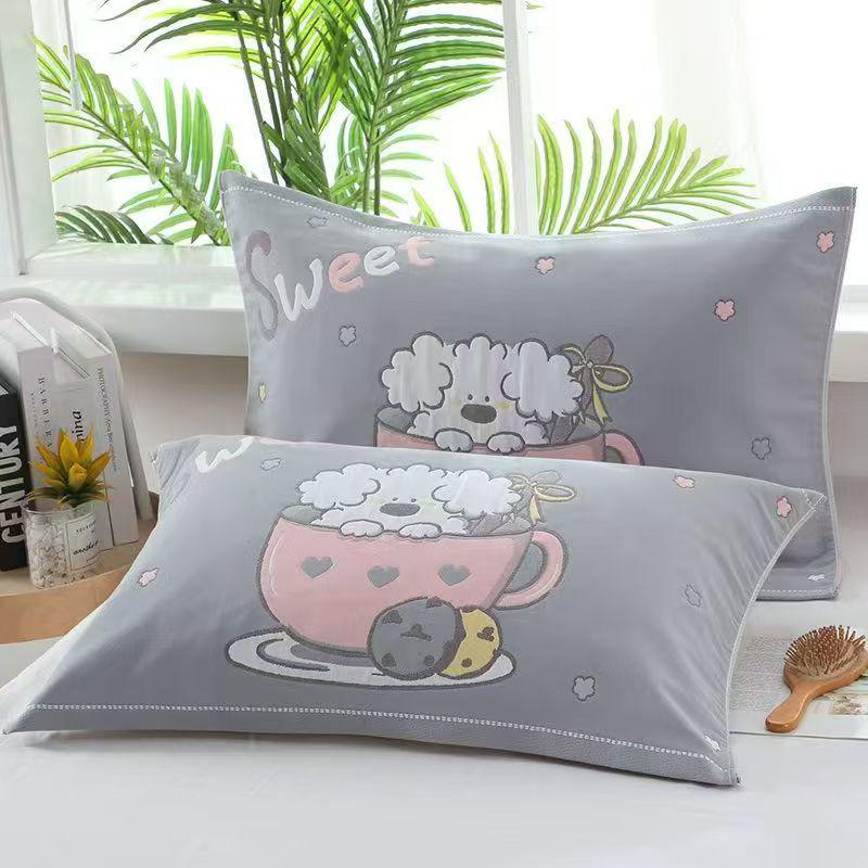 Eight-Layer Gauze Cotton Pillowcase Pair, Soft, Thick, All-Season Comfort for Home Use