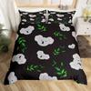 Cute Cartoon Koala Duvet Cover Set Botanical Blossom Floral Comforter Cover Kawaii Wild Animal Koala Bedding Set Twin Queen Size