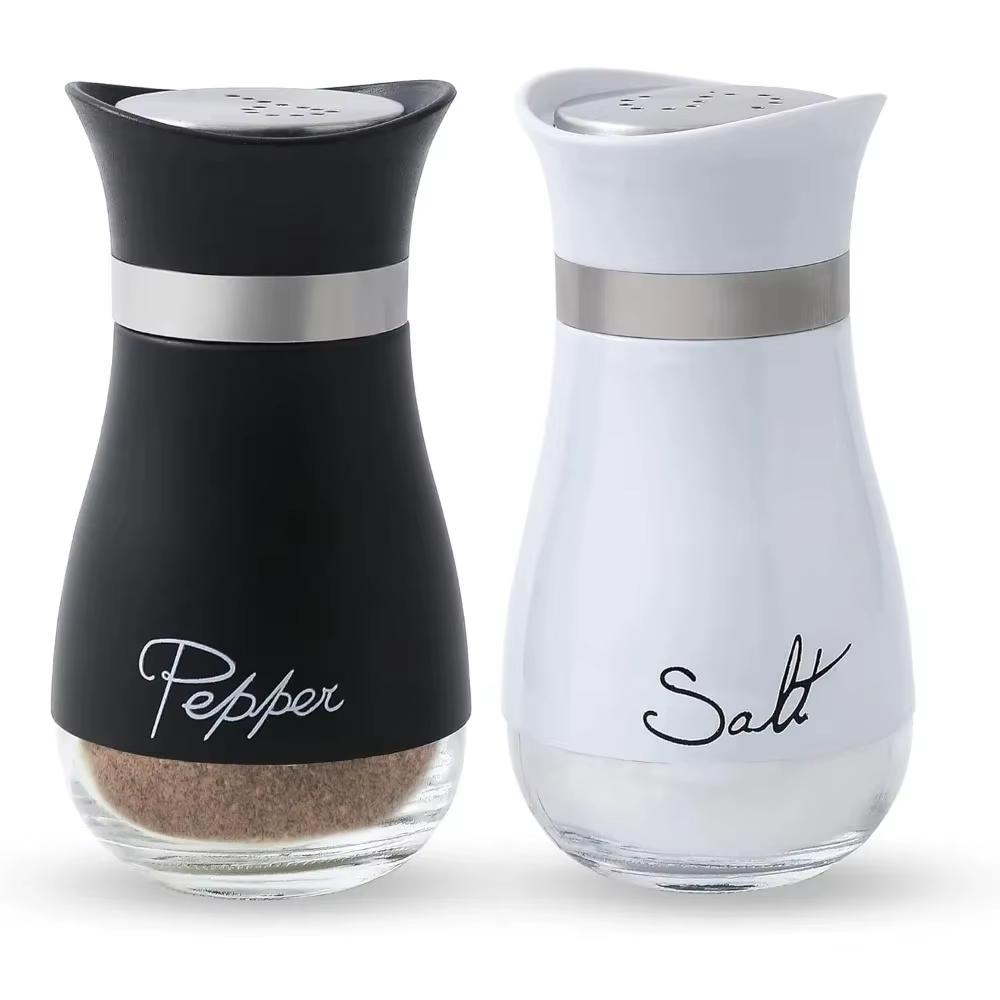 2-piece Glass Spice Jar Set, Used for Storing Pepper, Salt and Other Spices - Highly Suitable for Kitchen Seasoning and Storage