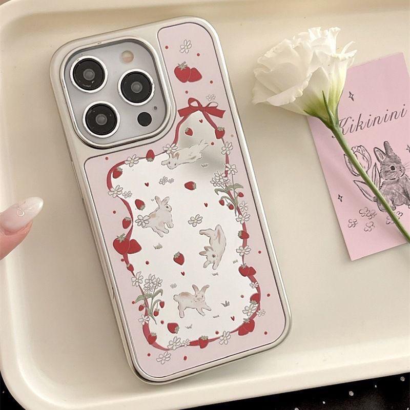 Schmetterling Hase Vergoldet iPhone 14/15 Pro Max Spiegel Hülle, Hartschale