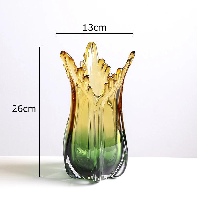 

Gradient Green Glass Vase Hydroponics Plant Pot Table Decoration Flowers Arrangement Artificial Flower Vase Room Aesthetic Decor