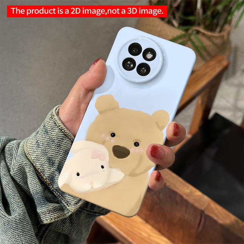 2DFlat Xiaomi Redmi phone caseCute Bear Hugging Bunny Soft Illustration Phone Casesuitable for Redmi Note 11 12 13 14 A3 K80 15 17 Ultra
