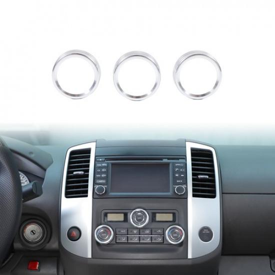 Silver Alloy Center AC Volume Knob Ring Trim For Nissan Frontier D40 2009-20