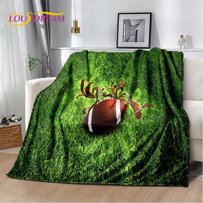 American Football Rugby Soft Plush Blanket,Flannel Blanket Throw Blanket for Living Room Bedroom Bed Sofa Picnic Cover Kids Warm