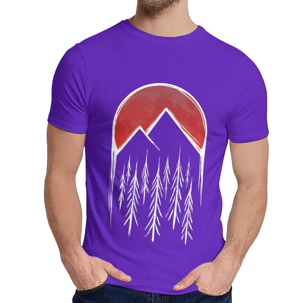 Man S O Neck Twin Peaks Red Pine Tree Moon Short Sleeve Arrival For