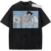 Unisex Washed Beige Vintage Tshirt Dragon Ball Goku Slowpoke Beach Highquality Fabric for Home Leisure Travel Shopping