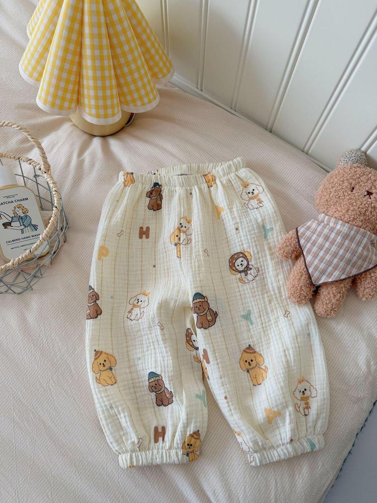 Ten-Color Cartoon Cotton Gauze Mosquito Repellent Pajama Pants for Boys & Girls - 100% Pure Cotton, Thin Summer Style