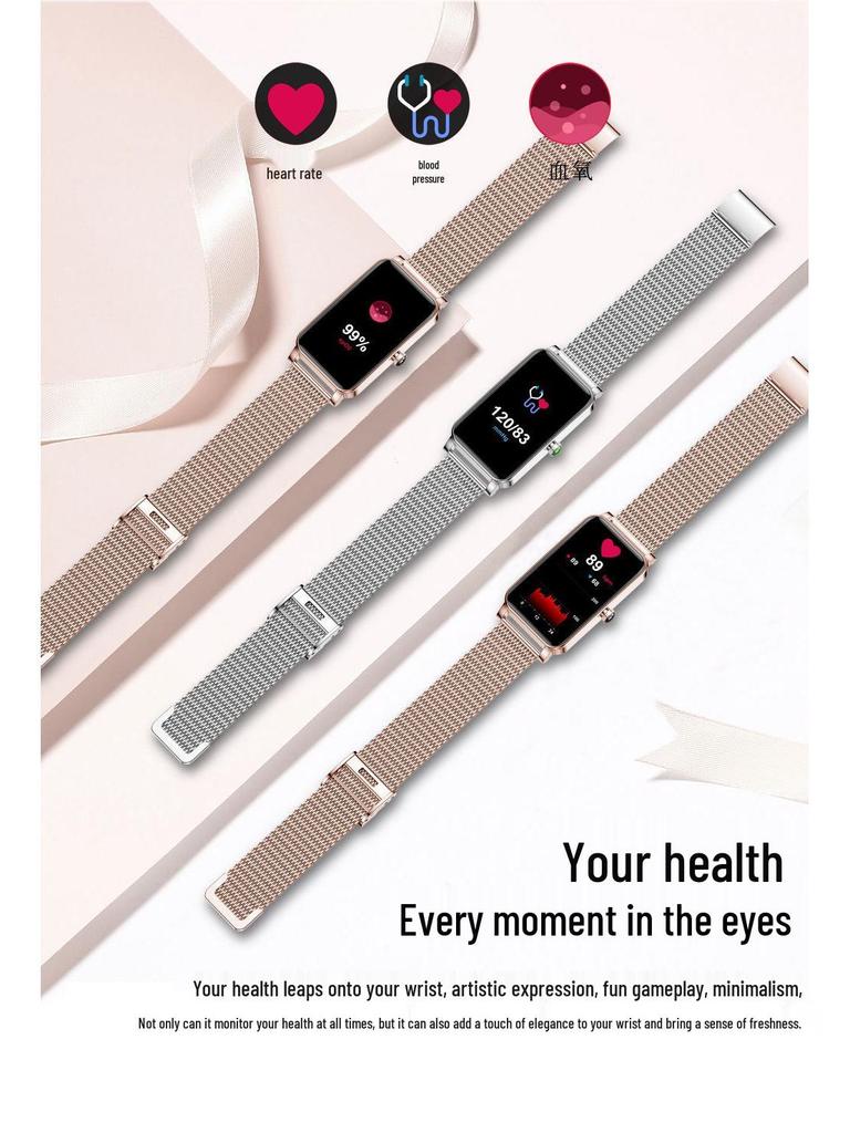 ZX19 Women's Smartwatch - Heart Rate, Blood Pressure, Menstrual Cycle Alerts, Changeable Dial, Touch Screen.