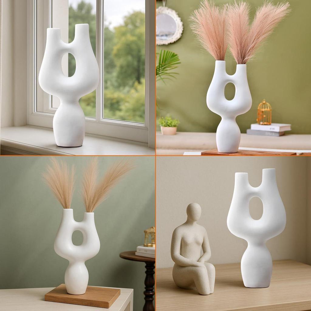 Abstract Ceramic Figurine | A Statement Piece for Modern Home Décor | Unique & Artistic Charm | Pack of 1, White