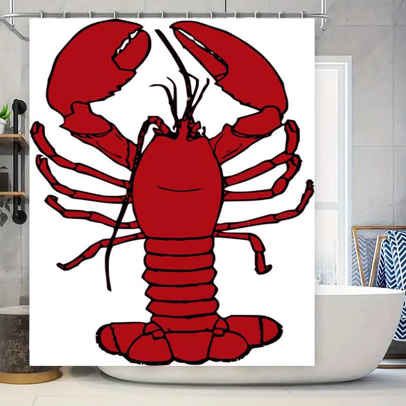 

Red Lobster Print Shower Curtain Bathroom Decor for Kids Bathrooms Waterproof Home Textiles Fabric Customizable Water-Saving Des 90x180cm